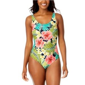 NEW HURLEY One-Piece Swimsuit in Pink Poppy Tropics Floral - Size Small